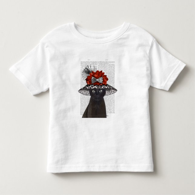 Black Cat with Fabulous Hat Toddler T-Shirt (Front)
