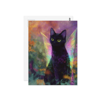 Black Cat With Fairy Wings Postcard
