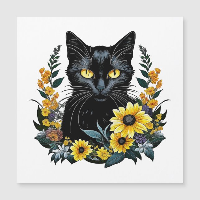 black cat with flowers (Front)