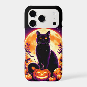 Black Cat with Full Moon Halloween Phone Case