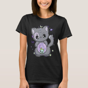 Black Cat With Glass Ball For Witchcore Witchy Aca T-Shirt