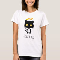 Black Cat With Golden Halo Cute Angel Feline Good