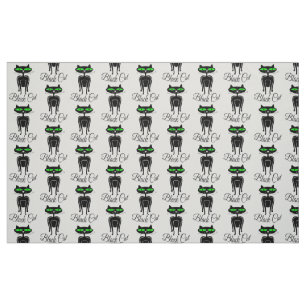 Black cat with green eyes fabric