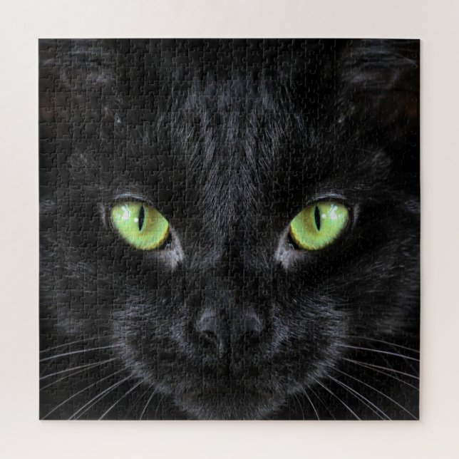 Black Cat with Green Eyes Jigsaw Puzzle (Vertical)
