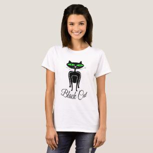 Black cat with green eyes T-Shirt