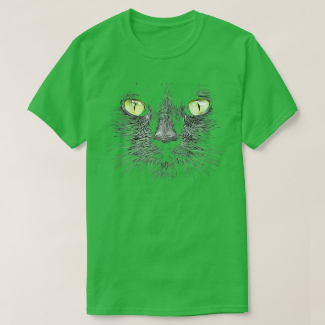 Black Cat With Green Eyes  T-Shirt (Design Front)