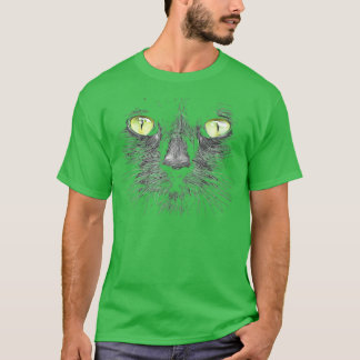 Black Cat With Green Eyes  T-Shirt
