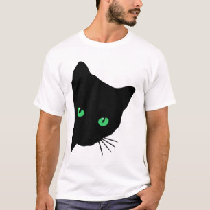 black cat with green eyes   T-Shirt