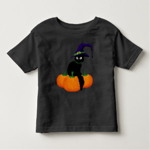Black Cat With Hat And Pumpkins  for Halloween Toddler T-Shirt