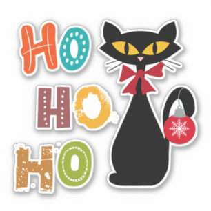 Black cat with Ho Ho Ho text design