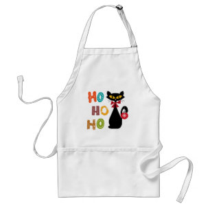 Black cat with Ho Ho Ho text design Standard Apron