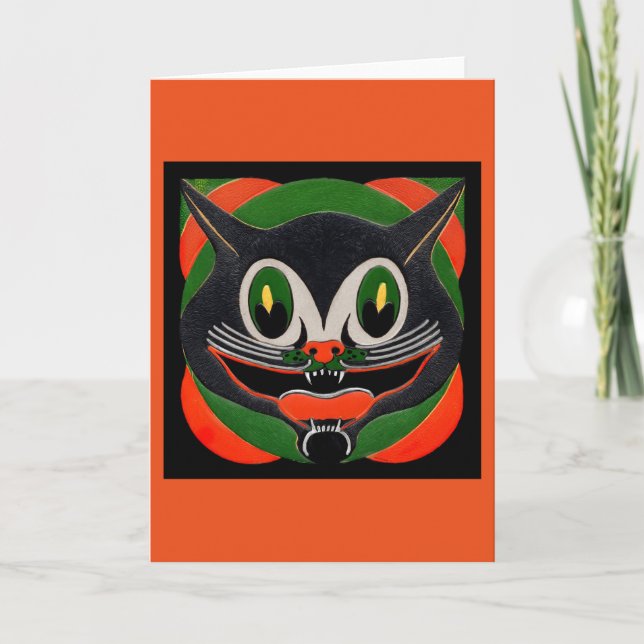 Black Cat with Huge Smile Card (Front)