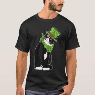 Black Cat With Leprechaun Hat Funny Irish St Patri T-Shirt