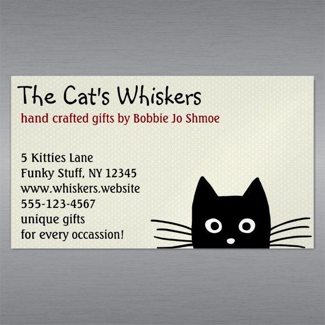 Black Cat with Long Whiskers Magnetic Business Card (Creator Uploaded)