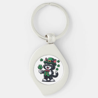 Black Cat with Lucky Clover Key Ring