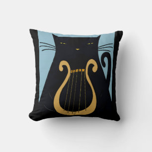 Black Cat with Lyre Cushion