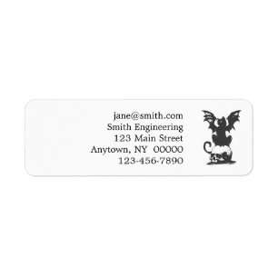 black cat with monster wings - Choose back color Return Address Label