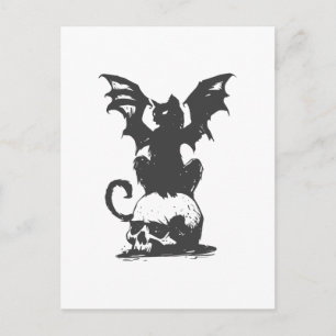 black cat with monster wings - Choose back colour Postcard