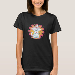 Black Cat with Psychedelic Flower Oversized T-Shir T-Shirt