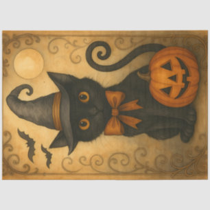 Black Cat with Pumpkin – Vintage Halloween  Tissue Paper