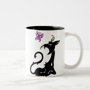 Black Cat with Purple Butterfly Mug