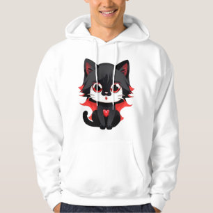 Black cat with red colour hoodie