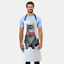 Black Cat with Red Polka Dot Bow Tie Cute Vintage