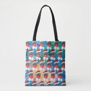 Black Cat with Red Scarf Funny Christmas Tote Bag