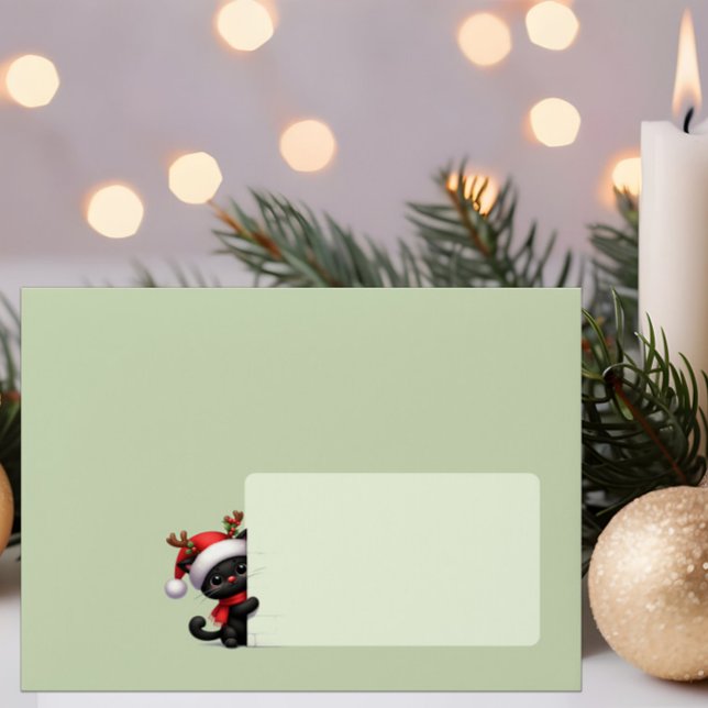Black Cat With Santa Hat Christmas Envelope (Creator Uploaded)