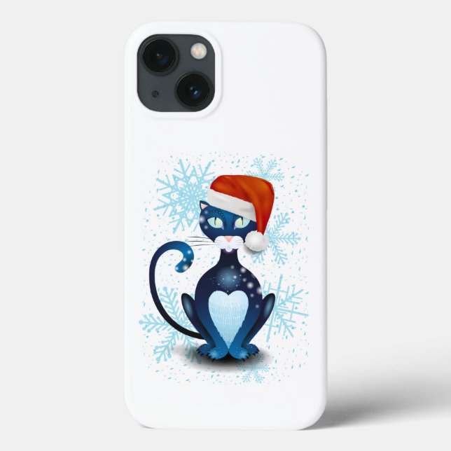 Black Cat with Santa's Hat Case-Mate iPhone Case (Back)