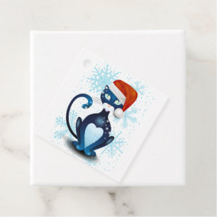 Black Cat with Santa's Hat Favour Tags