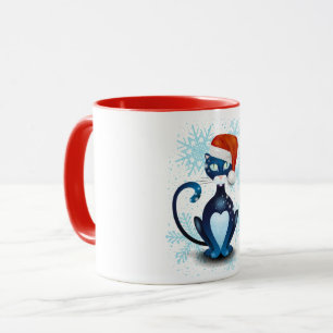 Black Cat with Santa's Hat Mug