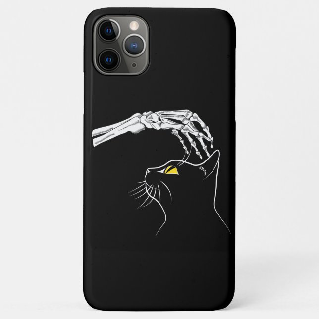 Black Cat With Skeleton Hand Halloween Spooky Case-Mate iPhone Case (Back)