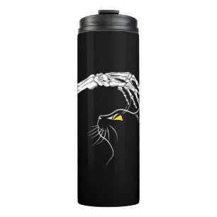 Black Cat With Skeleton Hand Halloween Spooky Thermal Tumbler