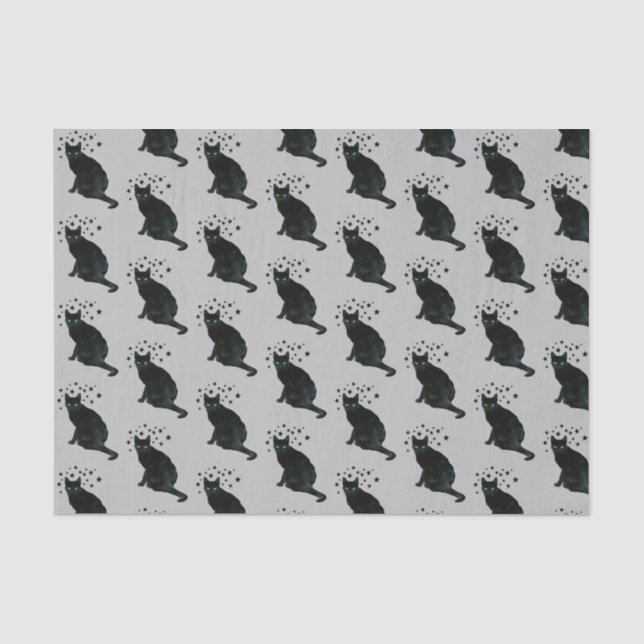 Black Cat with Stars Tissue Paper (Front)
