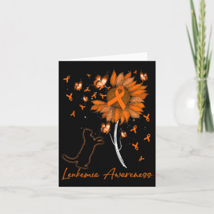 Black Cat With Sunflower &amp; Orange Ribbon Leuke Card