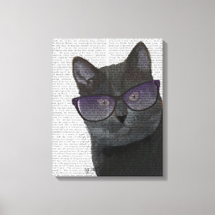Black Cat with Sunglasses Canvas Print