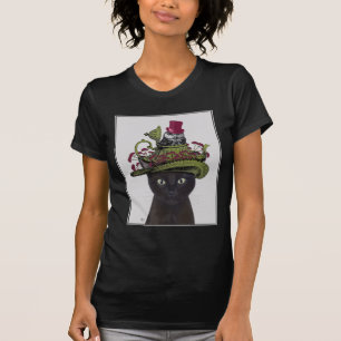 Black Cat with Teapot and Owl T-Shirt