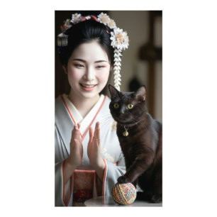Black Cat with Toy Ball & Joyful Maiko Photo Print