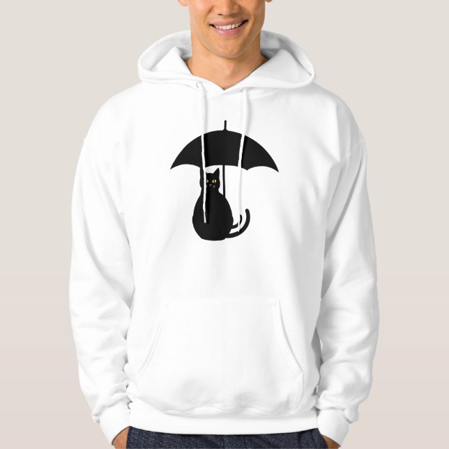 Black Cat with Umbrella Hoodie (Front)