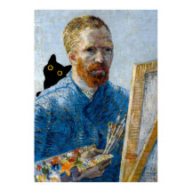 Black Cat with Van Gogh Portrait