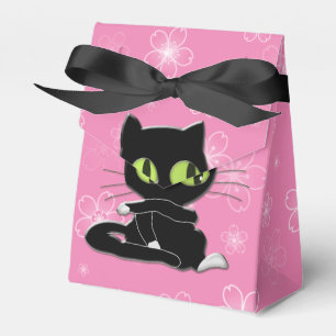 black cat with white socks favour box