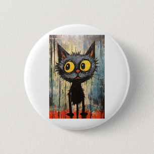 Black Cat With Yellow Eyes 6 Cm Round Badge