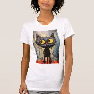 Black Cat With Yellow Eyes   T-Shirt