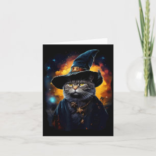 Black Cat Wizard Halloween Witch Mystical Black Card