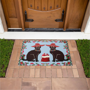 Black Cat X-mas Doormat