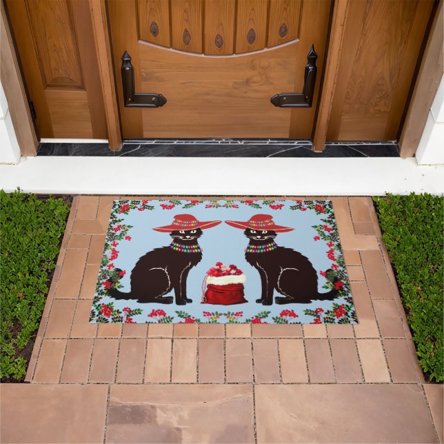 Black Cat X-mas Doormat (Outdoor)