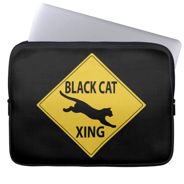 Black Cat Xing Laptop Sleeve (Front)