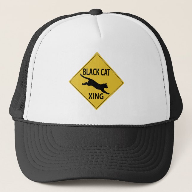 Black Cat Xing Trucker Hat (Front)
