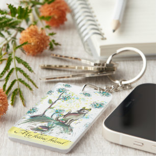 Black cat yellow Acrylic Key Ring